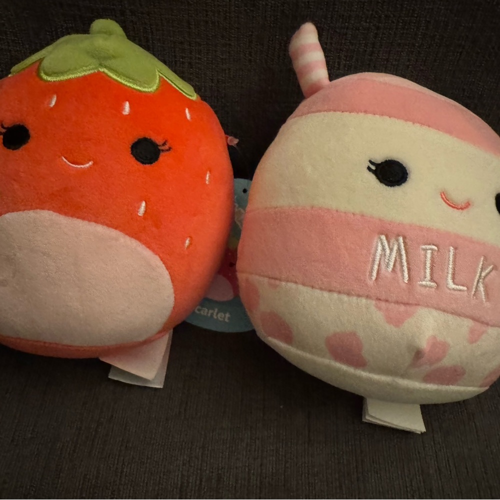 Squishmallows Scarlet Strawberry Plush and Strawberry Milk Minis